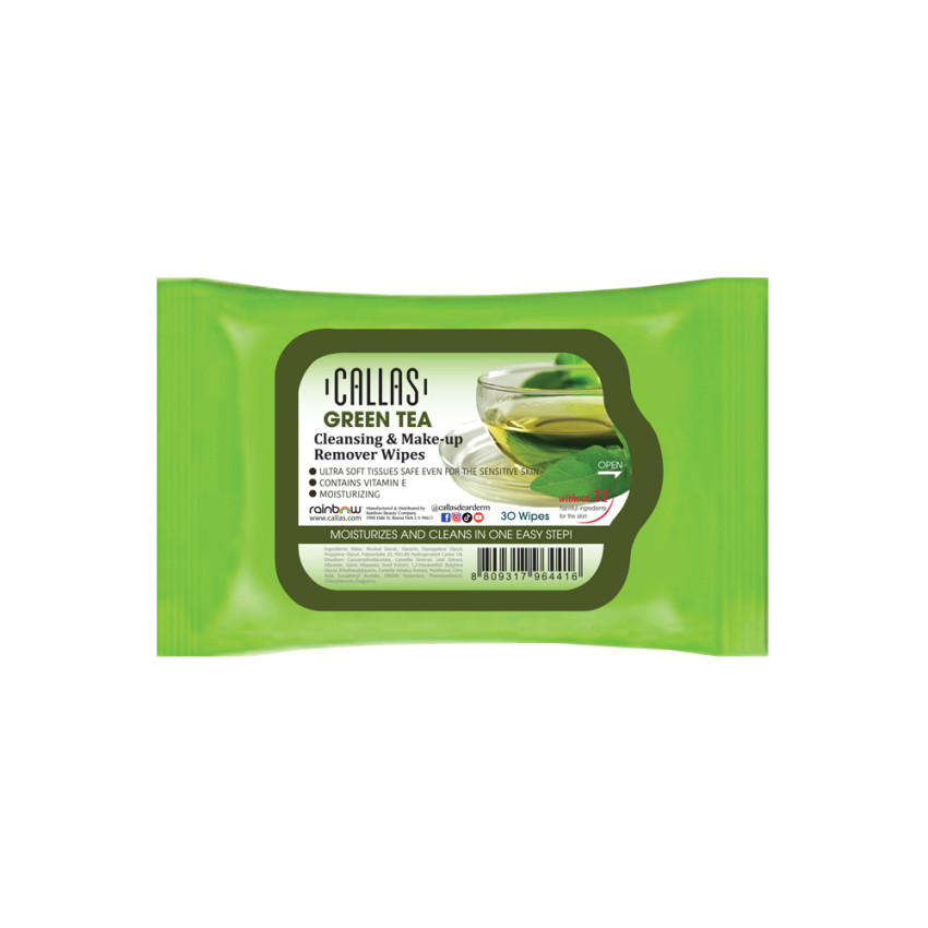 Callas Cleansing & Make-up Remover Wipes 30 Wipes - Green Tea X 12 Pieces